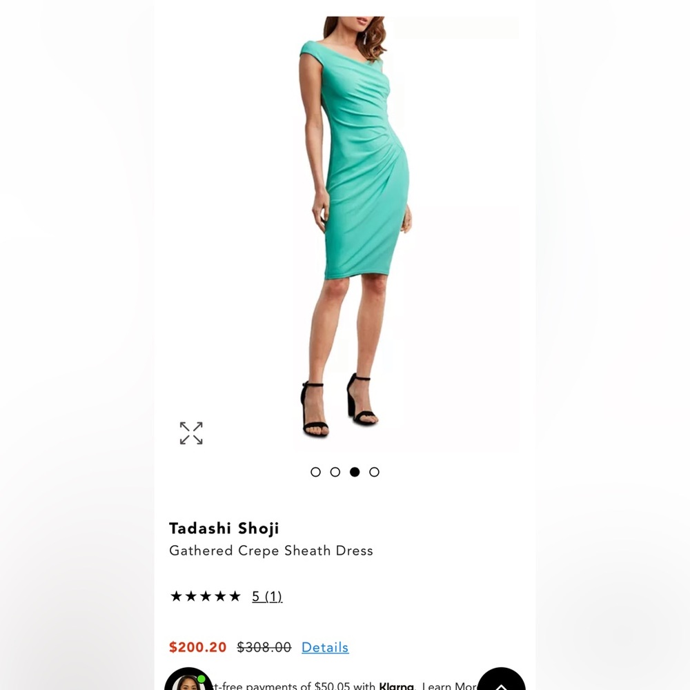 NWT Tadashi Shoji Green Dress Size S